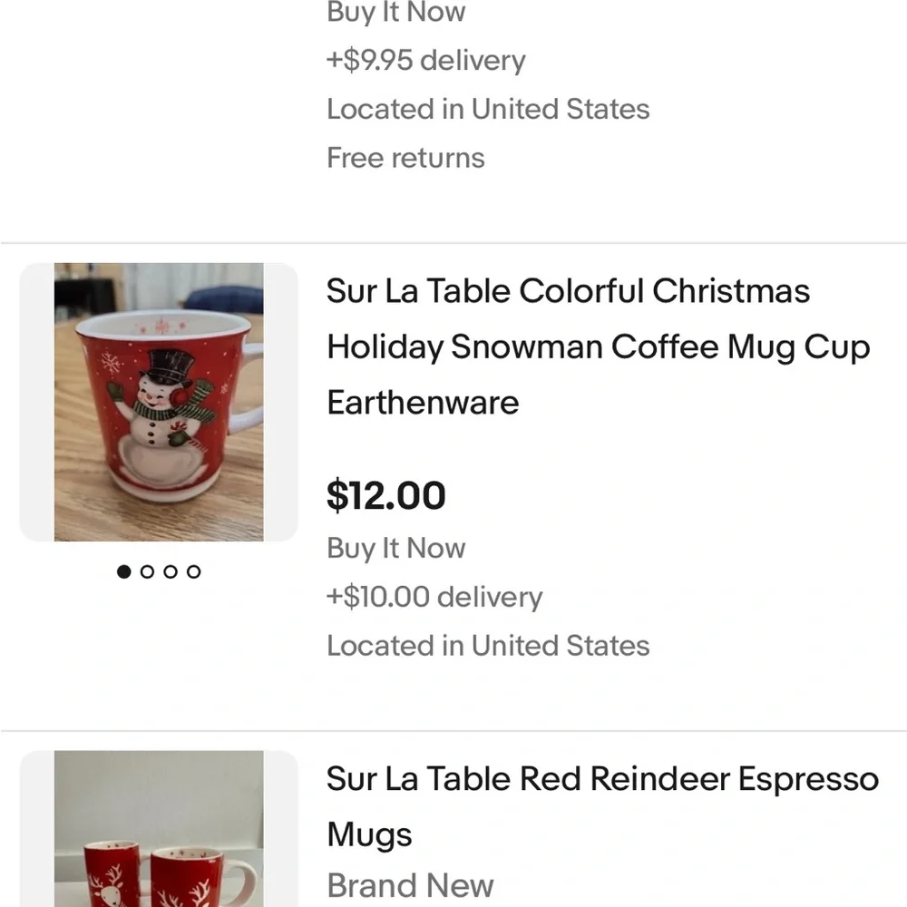 New Sur La Table Red Snowman Holiday Mini Mug with Green Accents
